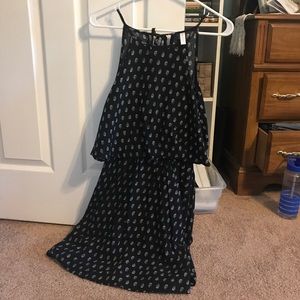 black sun dress with pattern